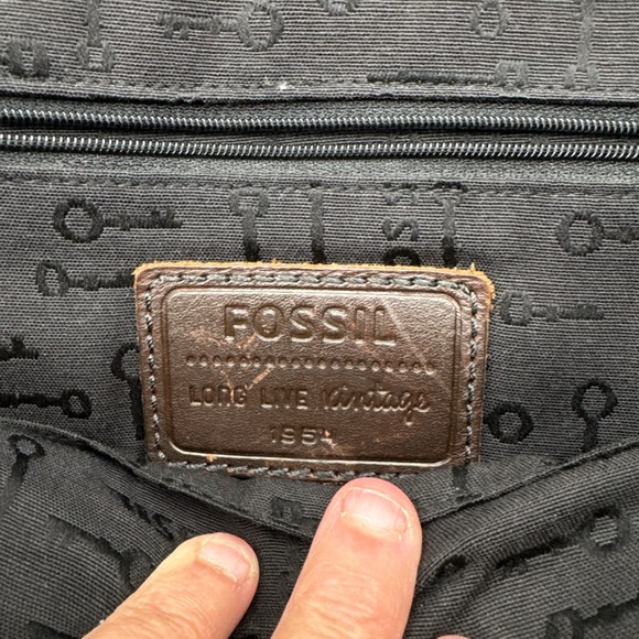 Fossil Vintage Black Leather Backpack with Brown Accents - Picture 11 of 14
